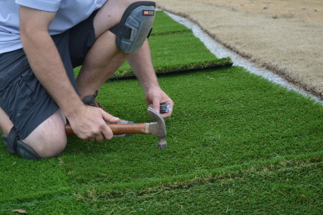 Charlotte artificial grass installation - infill